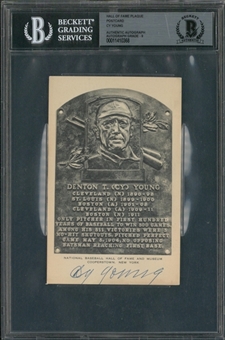 Cy Young Signed Hall of Fame Plaque Card (Beckett MINT 9 Auto)